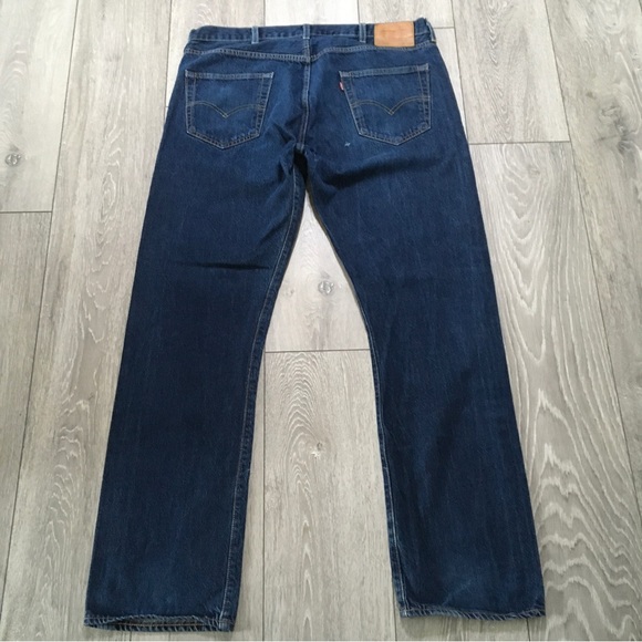 Levis 501 Jeans W38 L32 Blue Straight Button Fly Denim - Picture 2 of 11